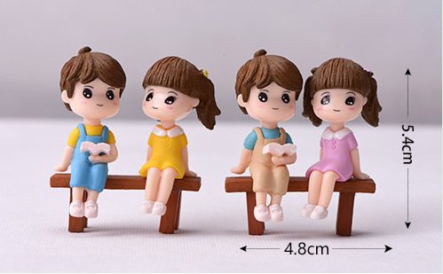 3Pcs Couple Boy Girl Chair Lover Figurine Cartoon Character Fairy Garden Home Miniature Ornament Desk Decoration Accessory - 描述图 1
