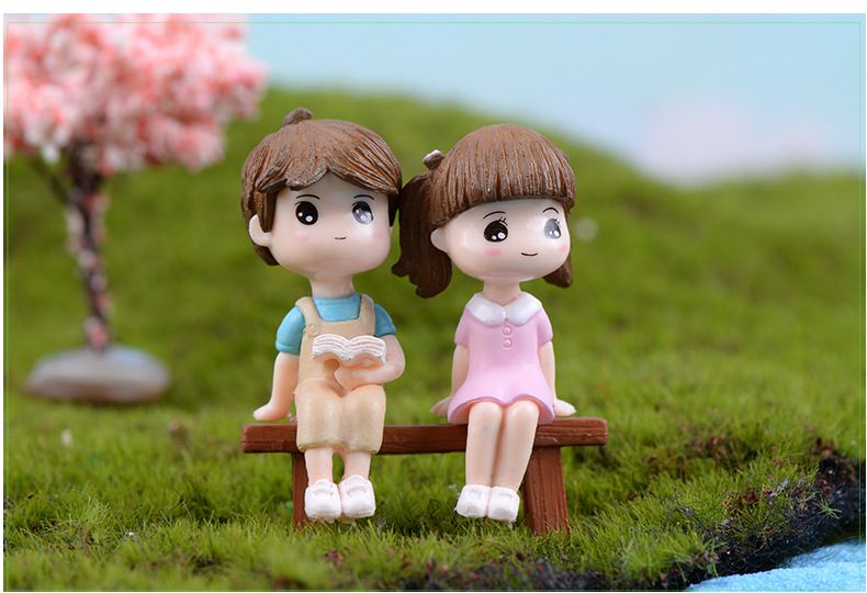 3Pcs Couple Boy Girl Chair Lover Figurine Cartoon Character Fairy Garden Home Miniature Ornament Desk Decoration Accessory - 描述图 4