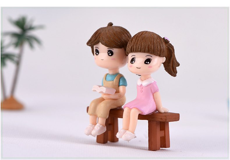 3Pcs Couple Boy Girl Chair Lover Figurine Cartoon Character Fairy Garden Home Miniature Ornament Desk Decoration Accessory - 描述图 3