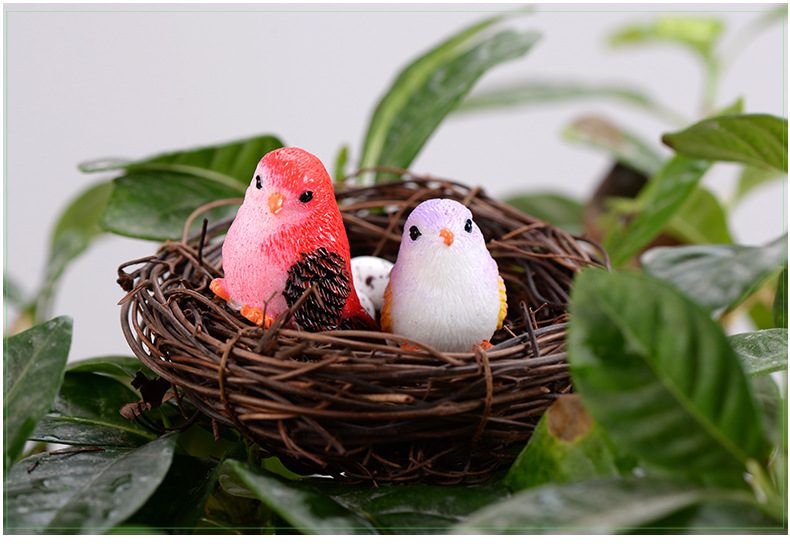 Cute Cartoon Colorful Fly Bird Sparrow Small Statue Figurine Ornament Miniatures Children Toy Decoration Gift - 描述图 3