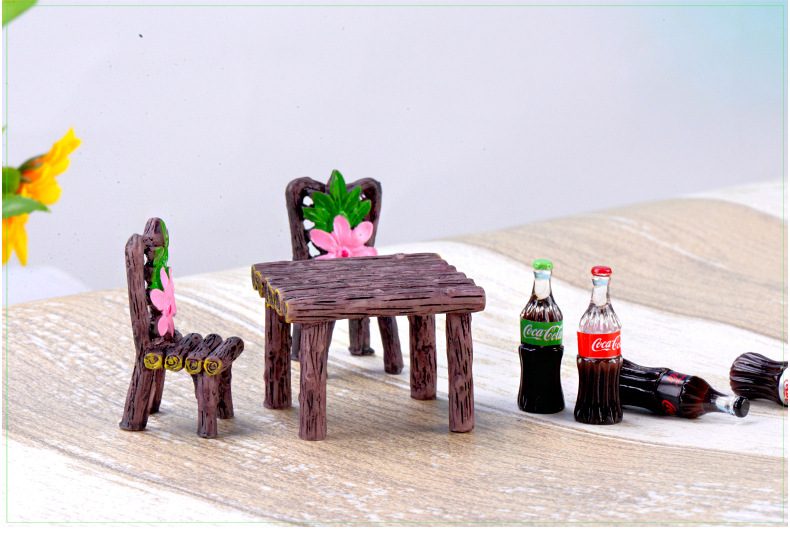 1 Set Table Chair Resin Craft Micro Landscape Material Ornament Fairy Garden Miniature Terrarium Bonsai Decoration - 描述图 3