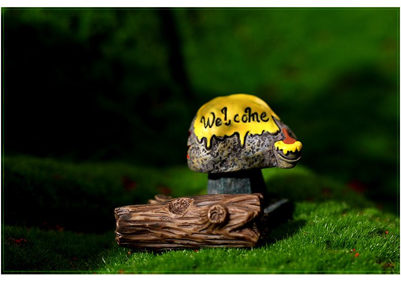 Flower Welcome Garden Stone Road Sign Figurine Fairy Garden Artificial Resin Craft Home Miniature Decoration Accessories - 描述图 3