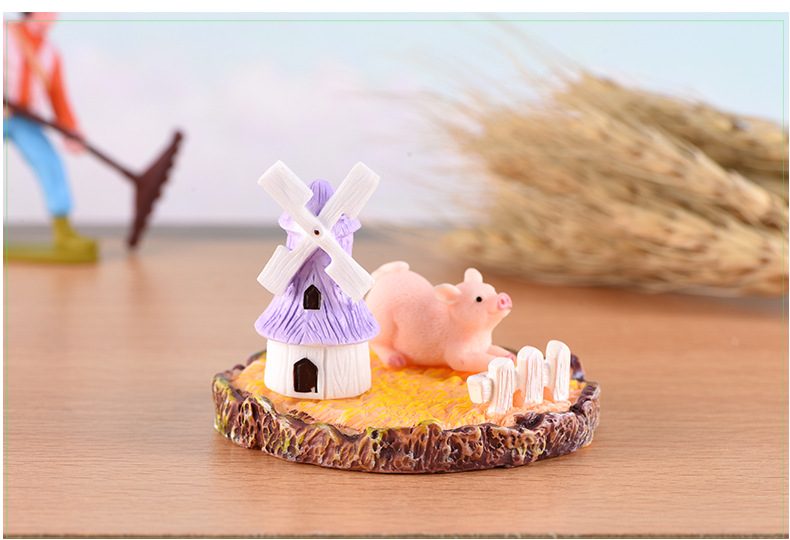 Moss Micro Landscape Resin Ornaments Animal Three-piece Set Piggy Rabbit Swan Spring Summer Autumn Winter Scenery Animal Accessories - 描述图 1