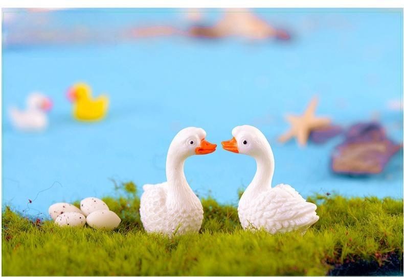 White Goose Resin Figurine Mini Animal Ornament For Fairy Garden Micro Landscape Decoration - 描述图 2