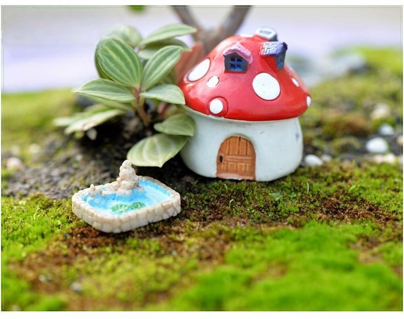 1 Piece Lake Fish Pond Pool Model Small Statue Figurine Crafts Village Ornament Miniatures - 描述图 2