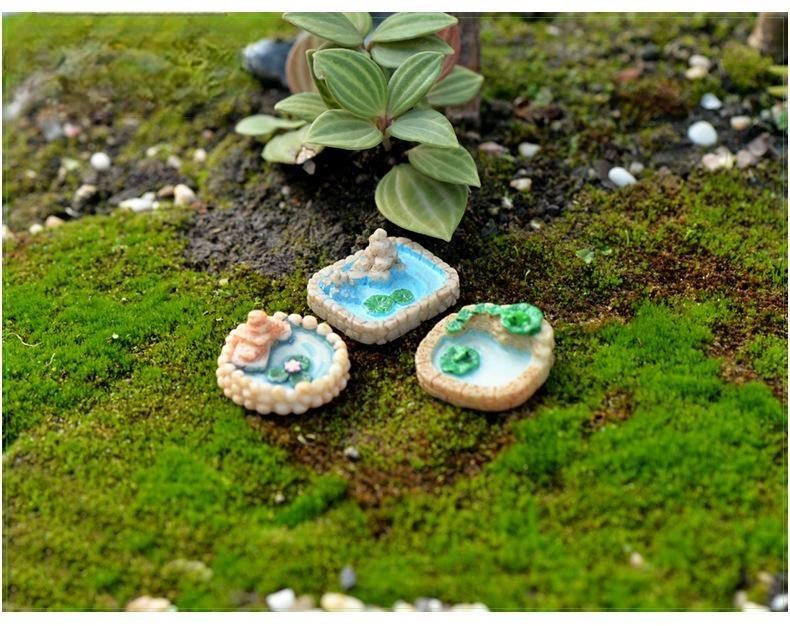 1 Piece Lake Fish Pond Pool Model Small Statue Figurine Crafts Village Ornament Miniatures - 描述图 4