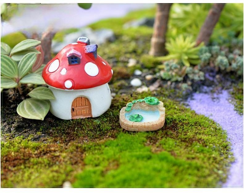 1 Piece Lake Fish Pond Pool Model Small Statue Figurine Crafts Village Ornament Miniatures - 描述图 3
