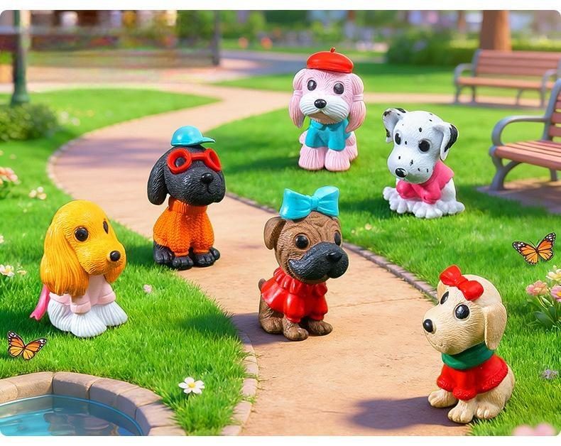 Dog Dollhouse Statue Figurine Micro Crafts Ornament Miniatures Happy Puppy Home Garden Decor - 描述图 3