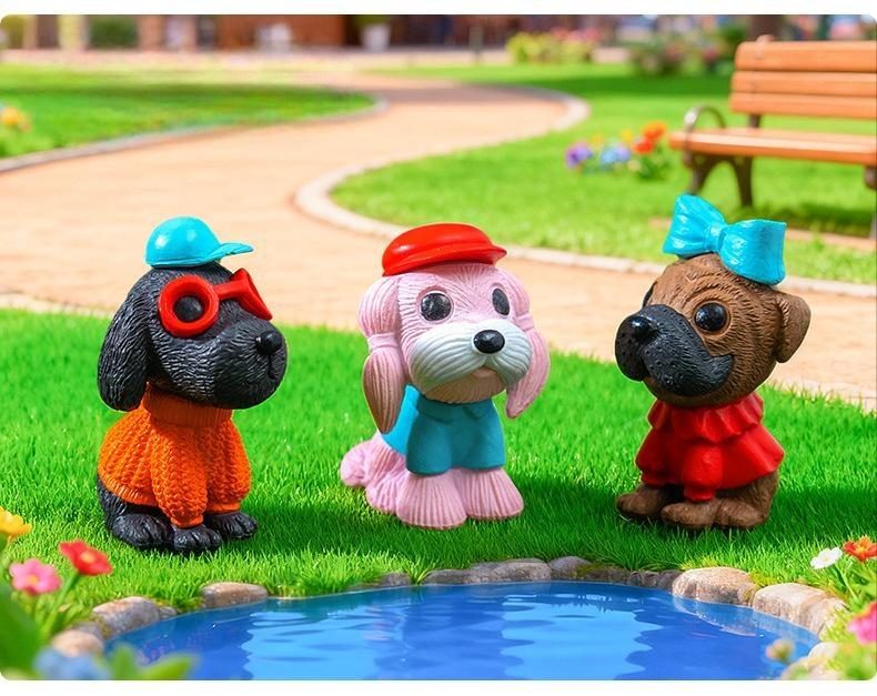 Dog Dollhouse Statue Figurine Micro Crafts Ornament Miniatures Happy Puppy Home Garden Decor - 描述图 2