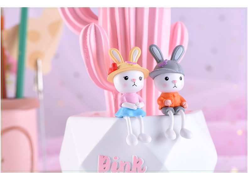 Mini Fairy Garden Animals Cartoon Long Legged Rabbit Figurine Dolls Pot Bonsai Resin Car Interior Decoration Terrariums Fairy Garden Decoration Wholesale Fairy Garden Accessories Supplies Lovely Mini Rabbit Small Kids Toys - 描述图 3