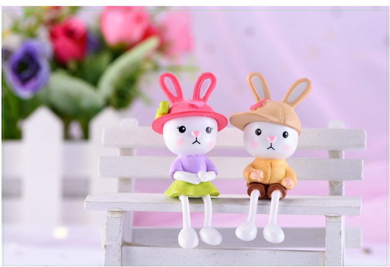 Mini Fairy Garden Animals Cartoon Long Legged Rabbit Figurine Dolls Pot Bonsai Resin Car Interior Decoration Terrariums Fairy Garden Decoration Wholesale Fairy Garden Accessories Supplies Lovely Mini Rabbit Small Kids Toys - 描述图 4