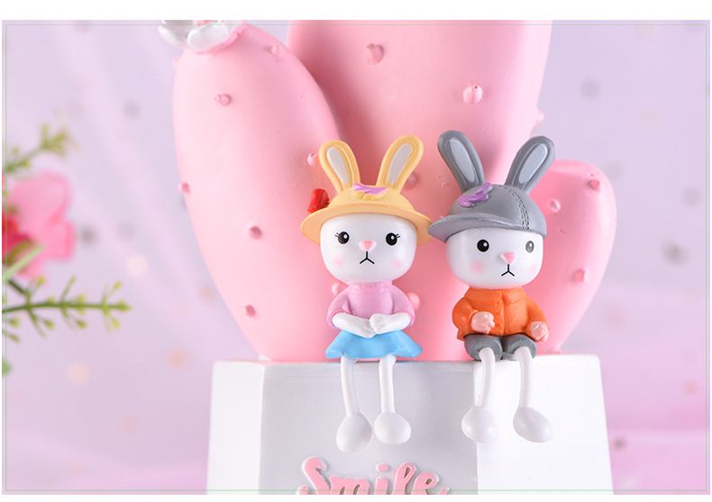 Mini Fairy Garden Animals Cartoon Long Legged Rabbit Figurine Dolls Pot Bonsai Resin Car Interior Decoration Terrariums Fairy Garden Decoration Wholesale Fairy Garden Accessories Supplies Lovely Mini Rabbit Small Kids Toys - 描述图 2