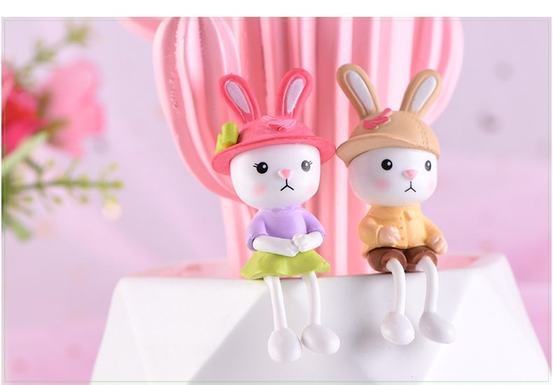 Mini Fairy Garden Animals Cartoon Long Legged Rabbit Figurine Dolls Pot Bonsai Resin Car Interior Decoration Terrariums Fairy Garden Decoration Wholesale Fairy Garden Accessories Supplies Lovely Mini Rabbit Small Kids Toys - 描述图 1