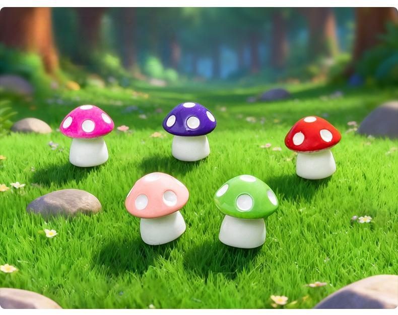 Mushrooms Terrarium Figurines Fairy Garden Miniatures Party Garden Mini Mushroom Garden Ornament Resin Crafts Decorations - 描述图 3