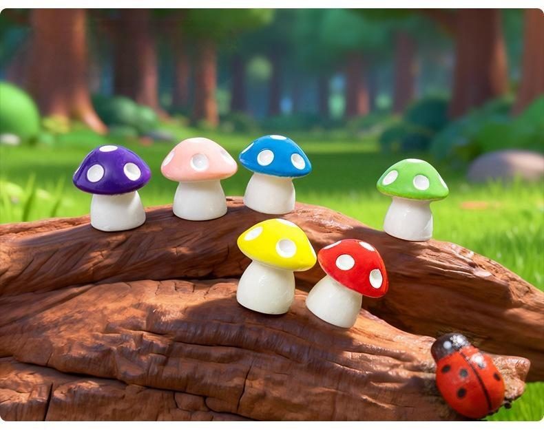 Mushrooms Terrarium Figurines Fairy Garden Miniatures Party Garden Mini Mushroom Garden Ornament Resin Crafts Decorations - 描述图 2