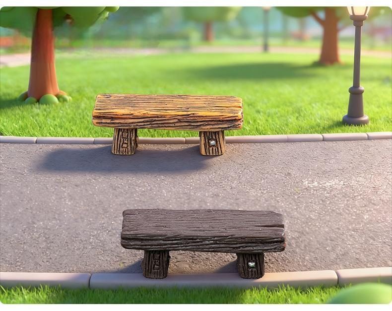 1 Pcs Long Wood Bench Miniature Figurine Fairy Garden Accessories Doll House Decoration Cartoon Animal Models Plastic Girl Toy - 描述图 3
