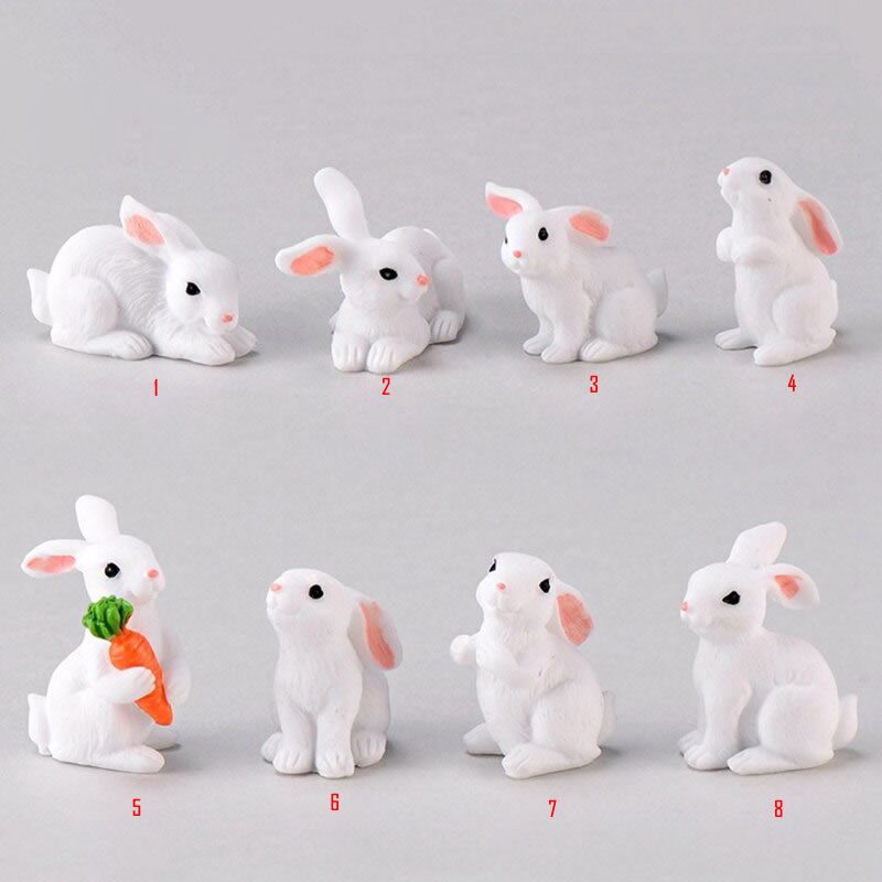 1 Pcs Lovely Resin White Rabbit Cute Micro Small Rabbit Ornament Landscape Easter Home &Amp; Garden Art Decoration Diy Miniatures Fairy Garden Supply