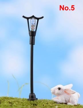 Vintage Streetlight Lamp Retro Mini Street Lamp Miniature Garden Ornament Lighting Figurines Fairy Garden Decoration Resin Craft Light Micro Landscaping Diy Fairy Garden Accessories