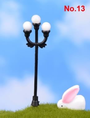 Vintage Streetlight Lamp Retro Mini Street Lamp Miniature Garden Ornament Lighting Figurines Fairy Garden Decoration Resin Craft Light Micro Landscaping Diy Fairy Garden Accessories
