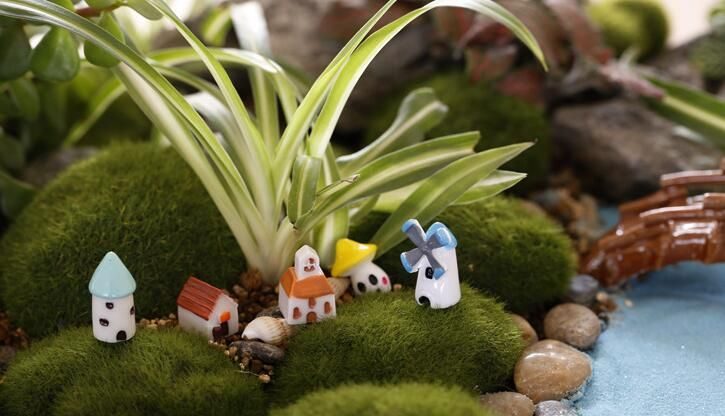 Windmill House Moss Fairy Garden Micro Landscape Miniature Garden Fairy Garden Decoration Fairy Garden Accessories Fleshydecorate Landscaping Original Arts And Crafts House Castle - 描述图 2