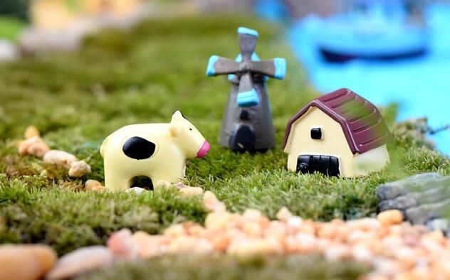 Small Dog Small Pig Cartoon Animal Three-piece Doll Original Fairy Garden Micro Landscape Miniature Garden Small Fairy Garden Decoration Fairy Garden Accessories Resin Arts And Crafts