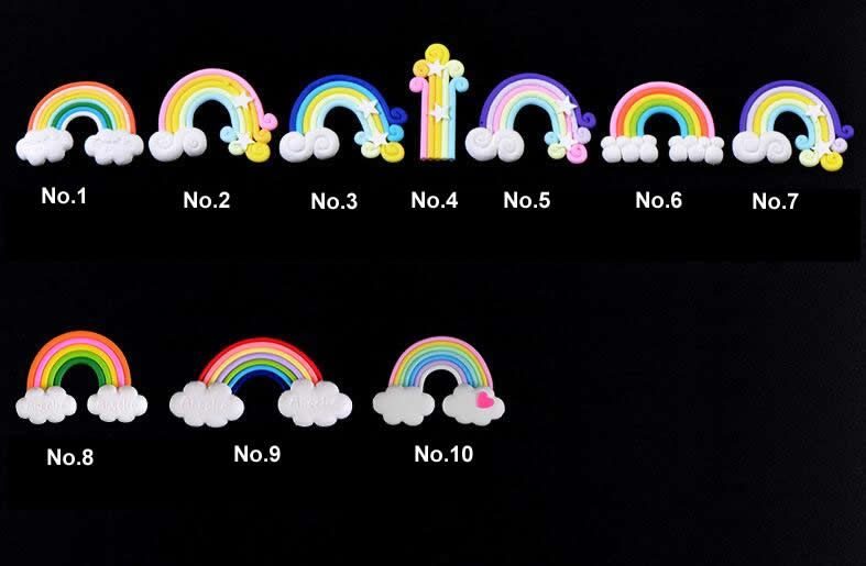 Polymer Clay Rainbow Flaky Clouds Stars Rainbow Pinkycolor Polymer Clay Fairy Garden Ornament Fairy Garden Micro Landscape Miniature Garden Ecology Bottle Fairy Garden - 描述图 1