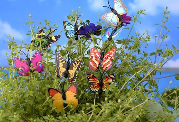 Mini Fairy Garden Accessories Animals Pot Bonsai Micro Landscape Terrariums Miniature Garden Fairy Garden Ornament Emulational Butterflies Mini Butterfly Cartoon Colourful Insect Diy Assemble Small Fairy Garden Decoration