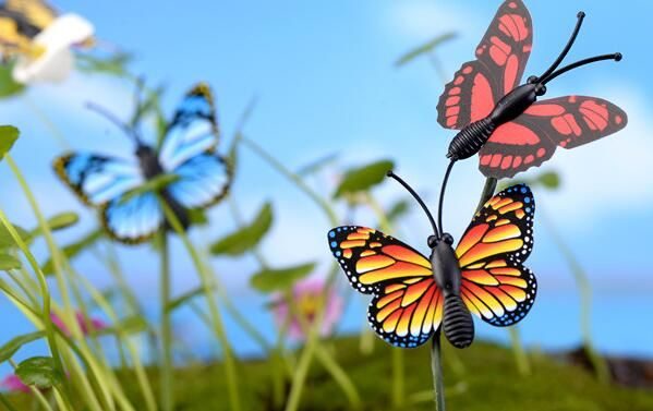 Mini Fairy Garden Accessories Animals Pot Bonsai Micro Landscape Terrariums Miniature Garden Fairy Garden Ornament Emulational Butterflies Mini Butterfly Cartoon Colourful Insect Diy Assemble Small Fairy Garden Decoration