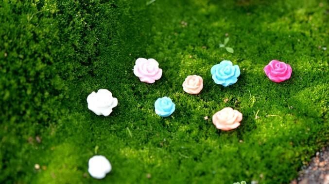Lovely Mini Fairy Garden Flower Emulational Plant Terrariums Micro Landscape Miniature Garden Rose Resin Craftwork Small Fairy Garden Ornament Fairy Garden Accessories Decorate Pot Bonsai Diy Material