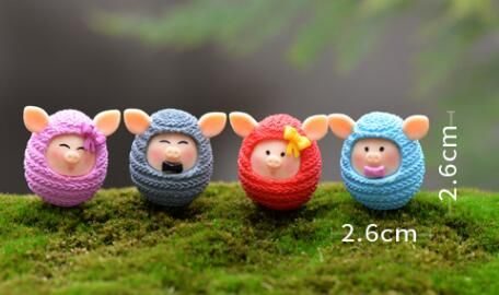 Lovers Pig Doll Small Pig Toys Wool Pig Fairy Garden Decoration Cute Fairy Garden Accessories Pot Bonsai Moss Fairy Garden Micro Landscape Miniature Garden Fleshy Terrariums Fairy Garden Decoration