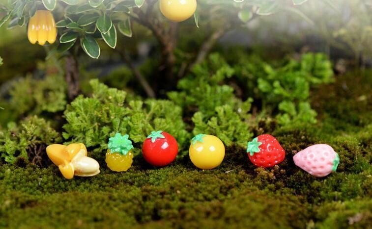 Mini Fairy Garden Fruits Micro Landscape Miniature Garden Decorate Fairy Garden Decoration Fairy Garden Accessories Artificial Apple Banana Plant Groceries Emulational Styles