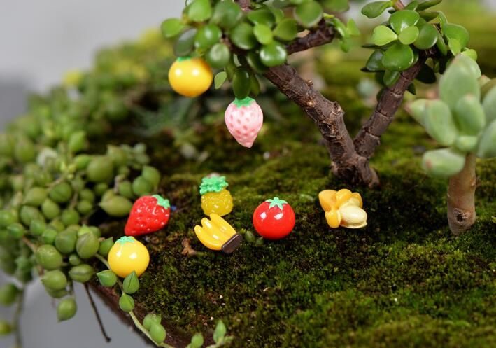 Mini Fairy Garden Fruits Micro Landscape Miniature Garden Decorate Fairy Garden Decoration Fairy Garden Accessories Artificial Apple Banana Plant Groceries Emulational Styles
