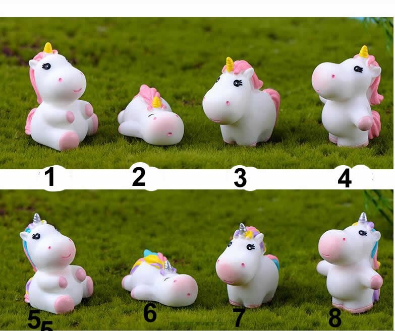 Cute Rainbow Unicorn Mini Figurines Craft Plant Pot Miniature Christmas Fairy Garden Ornaments Home Decoration Accessories