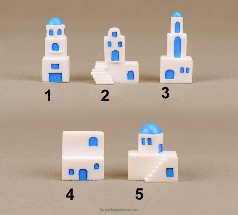 Mini Cartoon Mediterranean House Models Micro Landscape Ornaments Creative Pendant Accessories Gifts Toys