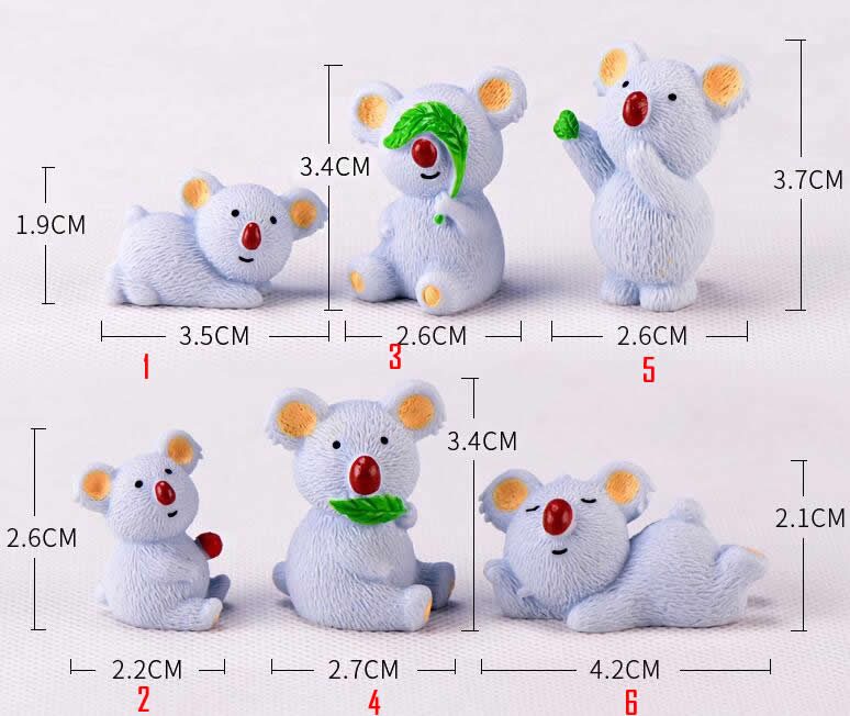 Koala Bear Brothers Figures Animal Model Miniature Figurine Wedding Decoration Doll Fairy Garden Statue Home Gift Moss Garden Wholesale Price Fairy Garden Supply