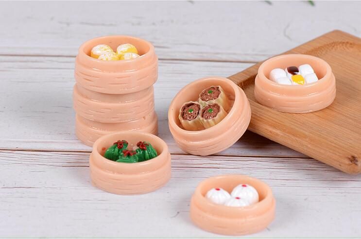 Rice Stuffed Bun Steaming Wholesale Price Fairy Garden Supply Basket Figurine Micro Doll House Kitchen Decor Great Diy Decorations Mini Fairy Garden Accessories Landscape Perfect Gifts