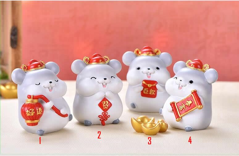 2020 New Year Chinese Style Mouse Rat Resin Model Home Office Landscape Decor Wholesale Price Fairy Garden Supply