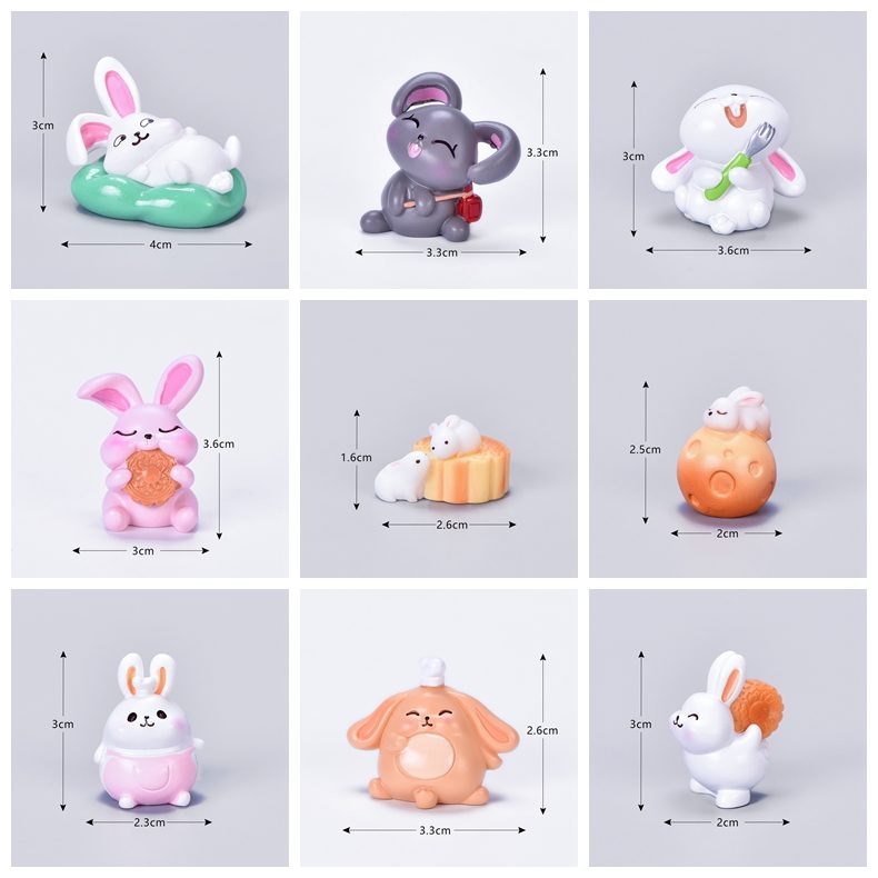 Mini Fairy Garden Animals Cartoon Rabbit Figurine Dolls Pot Bonsai Resin Car Interior Decoration Terrariums Fairy Garden Decoration Wholesale Fairy Garden Accessories Supplies Lovely Mini Rabbit Small Kids Toys - 描述图 1
