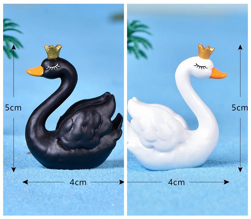 Mini Fairy Garden Animals White And Black Cute Resin Swan Model Wholesale Fairy Garden Accessories Supplies Miniture Fairy Garden Ornament Small Artificial Birds Figurine Kids Gifts Terrarium Fairy Garden Kits Decoration Table Decor - 描述图 1