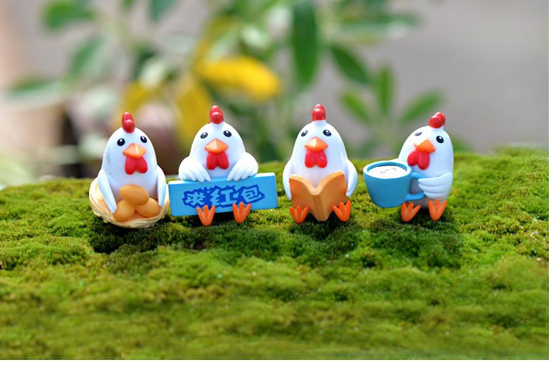 Mini Fairy Garden Animals Resin Cock And Hen Model Wholesale Fairy Garden Accessories Supplies Miniture Fairy Garden Ornament Small Artificial Chicken Rooster Figurine Kids Gifts Terrarium Fairy Garden Kits Decoration Table Decor - 描述图 5