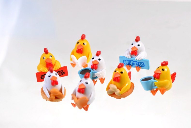 Mini Fairy Garden Animals Resin Cock And Hen Model Wholesale Fairy Garden Accessories Supplies Miniture Fairy Garden Ornament Small Artificial Chicken Rooster Figurine Kids Gifts Terrarium Fairy Garden Kits Decoration Table Decor - 描述图 2
