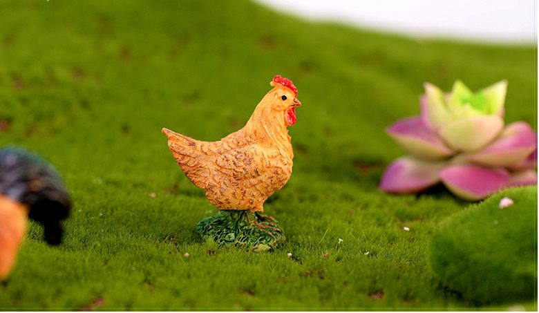 Mini Fairy Garden Animals Resin Cock And Hen Model Wholesale Fairy Garden Accessories Supplies Mini Fairy Garden Ornament Small Artificial Chicken Rooster Figurine Kids Gifts Terrarium Fairy Garden Kits Decoration Room Decor - 描述图 2