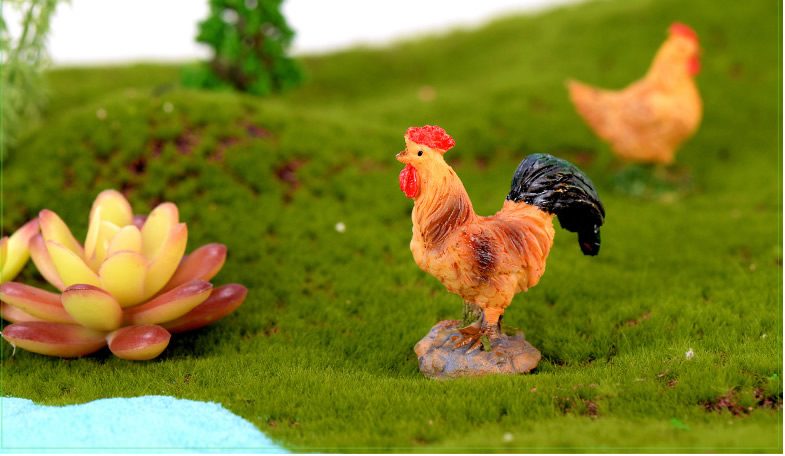 Mini Fairy Garden Animals Resin Cock And Hen Model Wholesale Fairy Garden Accessories Supplies Mini Fairy Garden Ornament Small Artificial Chicken Rooster Figurine Kids Gifts Terrarium Fairy Garden Kits Decoration Room Decor - 描述图 3