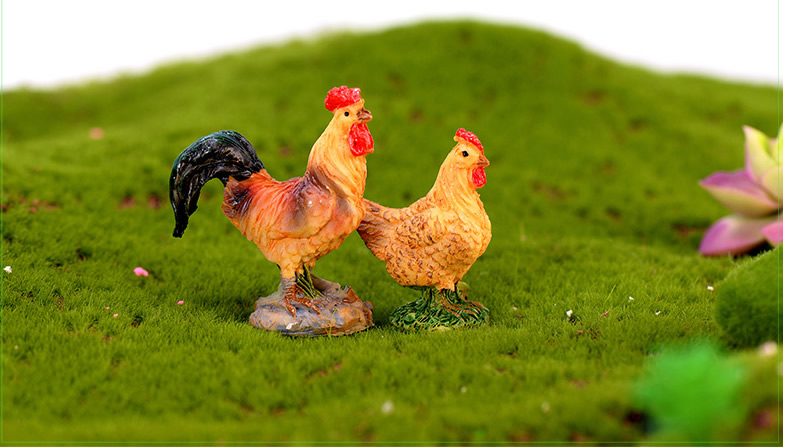Mini Fairy Garden Animals Resin Cock And Hen Model Wholesale Fairy Garden Accessories Supplies Mini Fairy Garden Ornament Small Artificial Chicken Rooster Figurine Kids Gifts Terrarium Fairy Garden Kits Decoration Room Decor - 描述图 4