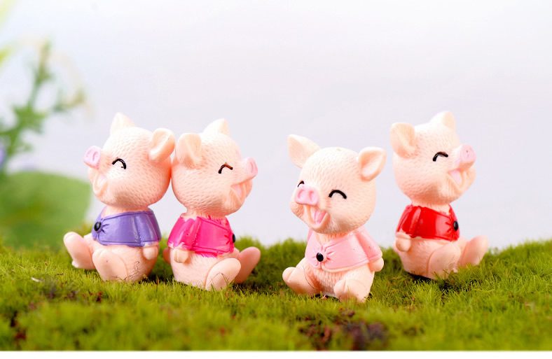 Cartoon Resin Colorful Pig Doll Toys Fairy Garden Decoration Miniture Fairy Garden Accessories Supplies Pot Bonsai Moss Fairy Garden Micro Landscape Miniature Garden Terrariums Fairy Garden Figurine Kits Items Auto Interior Decoration - 描述图 2