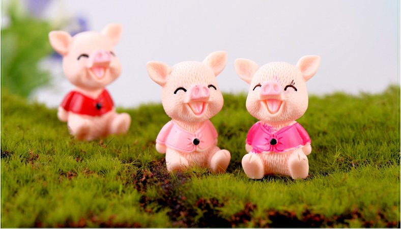 Cartoon Resin Colorful Pig Doll Toys Fairy Garden Decoration Miniture Fairy Garden Accessories Supplies Pot Bonsai Moss Fairy Garden Micro Landscape Miniature Garden Terrariums Fairy Garden Figurine Kits Items Auto Interior Decoration - 描述图 3