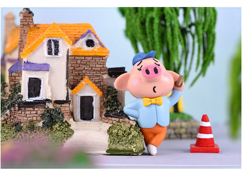 Cartoon Resin Pig Doll Toys Fairy Garden Decoration Miniture Fairy Garden Accessories Supplies Pot Bonsai Moss Fairy Garden Micro Landscape Miniature Garden Terrariums Fairy Garden Figurine Kits Items Auto Interior Decoration - 描述图 3