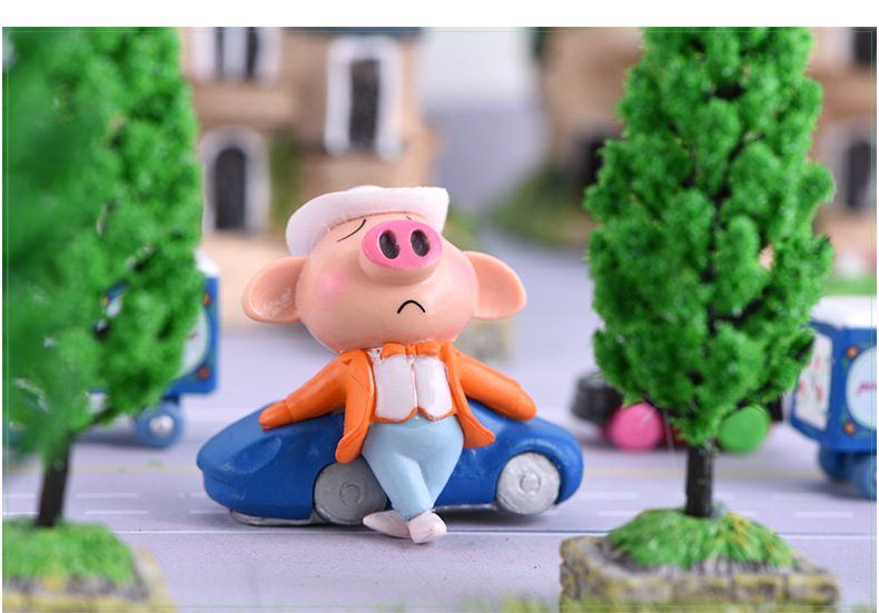Cartoon Resin Pig Doll Toys Fairy Garden Decoration Miniture Fairy Garden Accessories Supplies Pot Bonsai Moss Fairy Garden Micro Landscape Miniature Garden Terrariums Fairy Garden Figurine Kits Items Auto Interior Decoration - 描述图 4