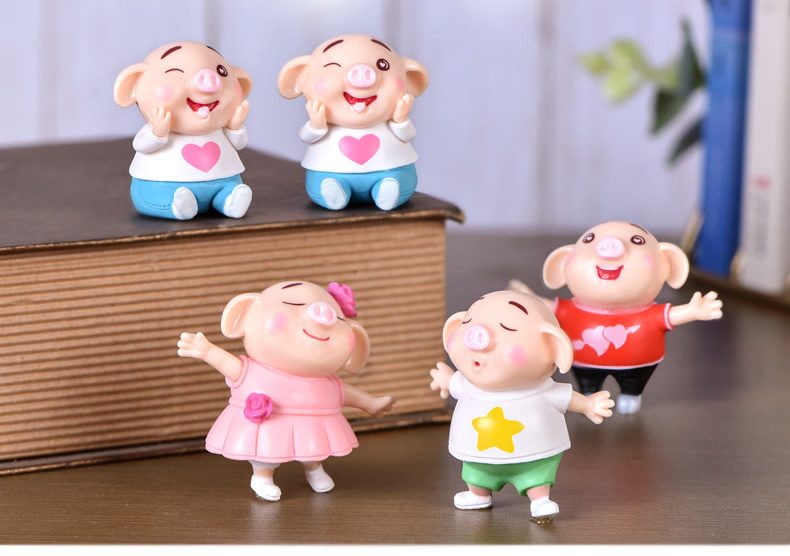 Cute Resin Pig Doll Toys Fairy Garden Decoration Miniture Fairy Garden Accessories Supplies Pot Bonsai Moss Fairy Garden Micro Landscape Miniature Garden Terrariums Fairy Garden Figurine Kits Items Auto Interior Decoration - 描述图 2