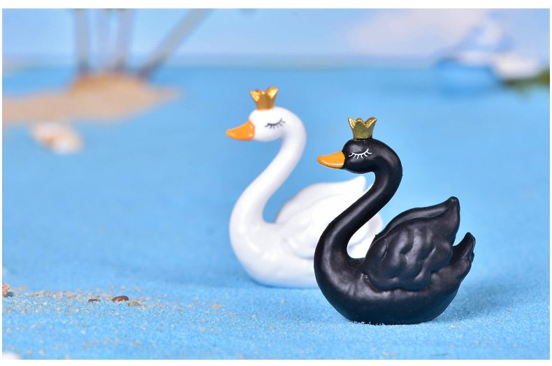 Mini Fairy Garden Animals White And Black Cute Resin Swan Model Wholesale Fairy Garden Accessories Supplies Miniture Fairy Garden Ornament Small Artificial Birds Figurine Kids Gifts Terrarium Fairy Garden Kits Decoration Table Decor - 描述图 4